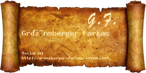 Grünsberger Farkas névjegykártya